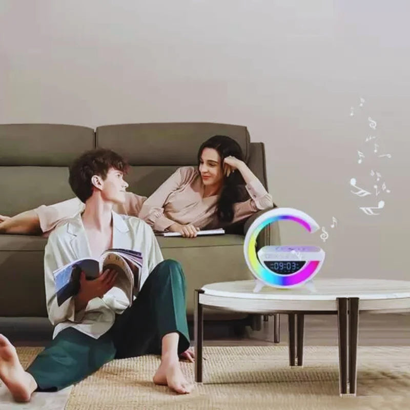 Luminária Smart Station - Bluetooth Inteligente Carregador Sem Fio Alarme  e Luz RGB - willshop®